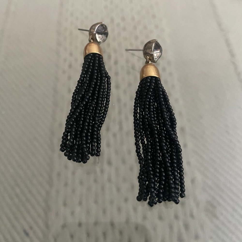 J Crew Black Beaded Dangle Earrings